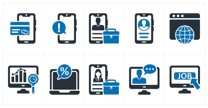un conjunto de 10 negocio íconos como pago método, información aplicación, móvil negocio aplicación vector