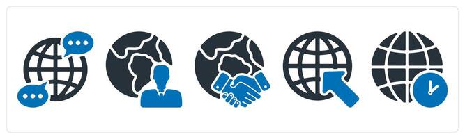 A set of 5 business icons as global communication, global business, internet browser vector