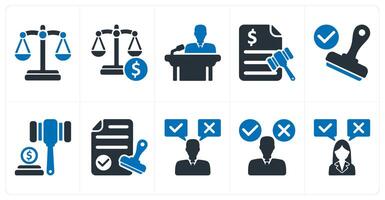 A set of 10 business icons as balance, judgement, conference vector