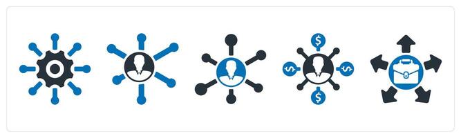 A set of 5 business icons as business analysis, business growth, improve performance vector