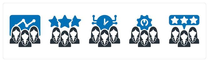 A set of 5 business icons as efficient team, expert team, time management vector