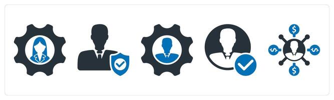 A set of 5 business icons as employee management, employee security, employee management vector