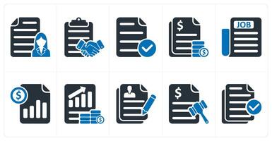 A set of 10 business icons as employee details, agreement, verified file vector
