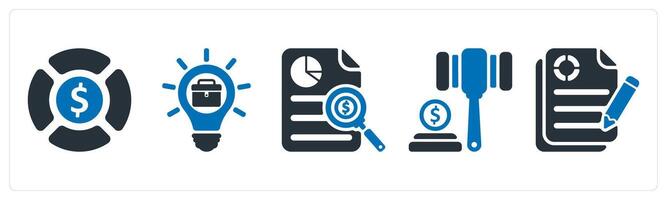A set of 5 business icons as business rescue, business idea, business report vector