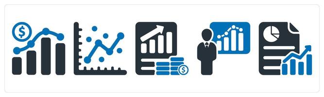 A set of 5 business icons as business growth, graph, profit report vector