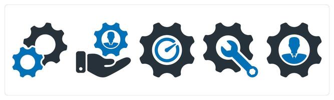 A set of 5 business icons as settings, human resource management, performance vector