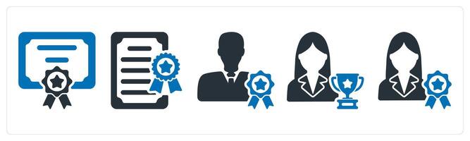 A set of 5 business icons as certificate, business license, premium member vector
