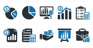 A set of 10 business icons as tax rate, pie chart, analysis vector