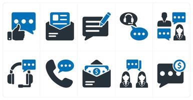 A set of 10 business icons as positive feedback, job letter, write feedback vector