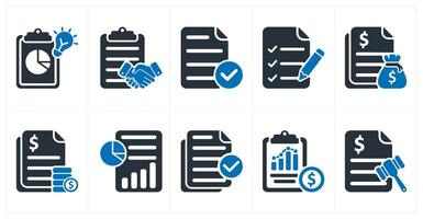 A set of 10 business icons as creative report, agreement, verified file vector