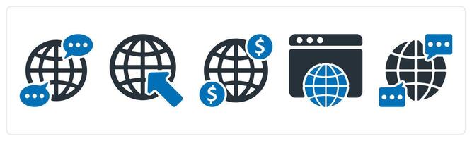 A set of 5 business icons as global communication, internet browser, income vector