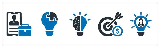 A set of 5 business icons as mobile business app, creative solution, smart idea vector