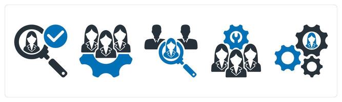 A set of 5 business icons as find candidate, expert team, recruitment vector