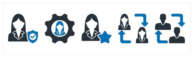 A set of 5 business icons as employee security, employee management, star employee vector