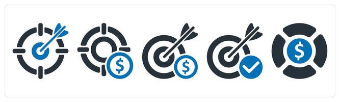 A set of 5 business icons as focus target, profit target, business target vector