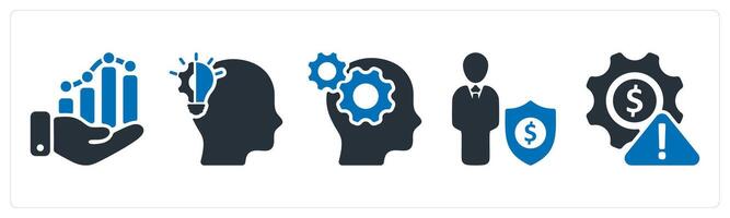 A set of 5 business icons as business growth, business expertise, business thinking vector