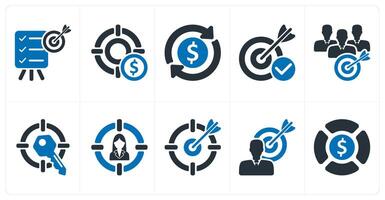 A set of 10 business icons as objective, profit target, tax refund vector