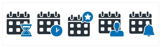 A set of 5 business icons as schedule, meeting schedule, event schedule vector