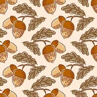 This vintage pattern showcases intricately designed acorns nestled among delicate foliage. With its earthy tones and timeless appeal, perfect for nature inspired projects, textiles, and autumn themes. vector