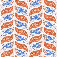 This seamless abstract pattern showcases wheat, flowers, and leaves in a flat design aesthetic. This art brings a contemporary flair to various projects, ideal for textiles, wallpaper vector