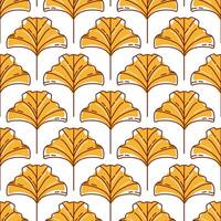 This retro pattern showcases graceful yellow Ginkgo biloba leaves arranged symmetrically in a balanced design. With intricate details, it evokes a tranquil atmosphere, ideal for nature-themed projects vector