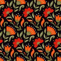 illustration featuring Scandinavian-style floral patterns infused with Slavic elements. This artwork combines intricate motifs and vibrant colors, ideal for textiles, wallpapers, and home decor vector