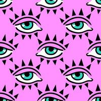 This eye-catching vintage pattern showcases playful eyes in a groovy design, reflecting the vibrant styles of the 1970s and 1980s. With funky colors and a Y2K twist, it adds a retro flair vector