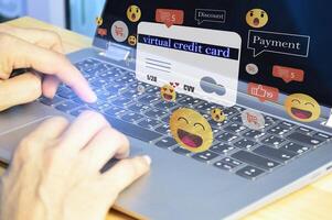 The idea is to use a virtual credit card to buy things and spend money online. photo