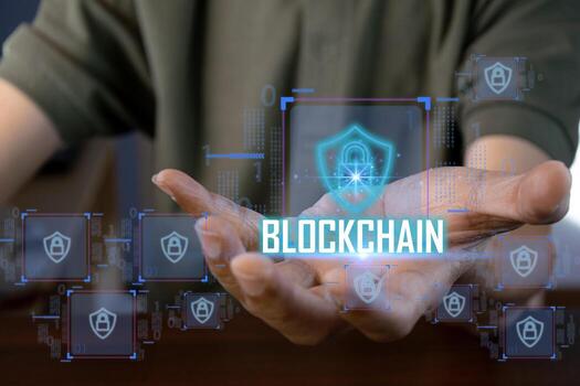 The concept of using blockchain and cryptography for security photo