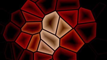 Realistic abstract looping animation of the moving fancy textured shining polygonal mosaic pattern. glowing cubes. dark orange shiny light. soft motion. video