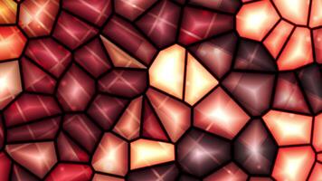 Realistic abstract looping animation of the moving fancy textured shining polygonal mosaic pattern. soft light retro cubes. video