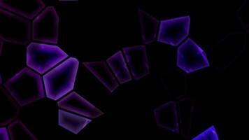 Realistic abstract looping animation of the moving fancy textured shining polygonal mosaic pattern. glowing cubes. dark purple shiny light. video