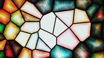 Realistic abstract looping animation of the moving fancy textured shining polygonal mosaic pattern. bright soft color cubes. video