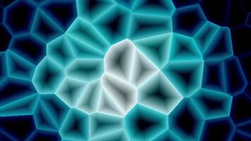 Realistic abstract looping animation of the moving fancy textured shining polygonal mosaic pattern. dark blue and green shiny cubes motion. video