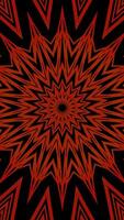 Psychedelic hypnotic digital kaleidoscopic retro ornamental motion background. dark red graphic. vertical retro animation. video