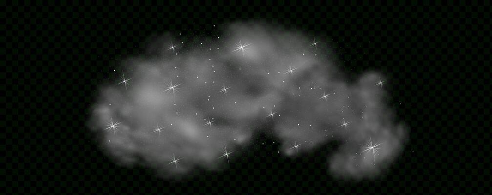 Black background with gray-blue clouds creating the effect of smoke or fog. The atmosphere of spring magic at dawn or summer night ,fog over land or water surface.