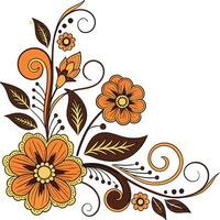 Ornate floral bouquet in a vibrant orange and yellow color palette vector