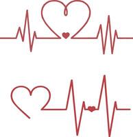 Red heartbeat line showing love and healthcare on red background vector