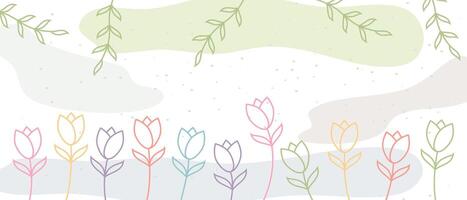 line tulip with leaf colorful background vector