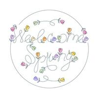 Tulip circle line with colorful tulips welcome spring design illustration vector