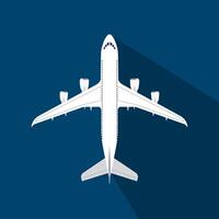 Airplane in the air illustration. Flying an airplane with a shadow underneath. vector