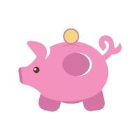 Piggy bank with coin illustration. Icon saving or accumulation of money, investment. Icon piggy bank in a flat style, isolated from the background. The concept of banking or business services. vector