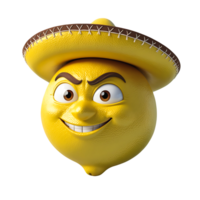Playful Lemon Avatar with Expressive Features and Hat in 3D Art png