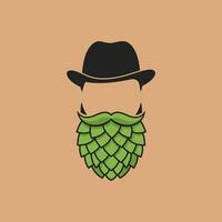 A stylized illustration of a man wearing a hat and possessing a beard made entirely of hops. vector