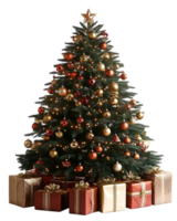A christmas tree with presents around it png
