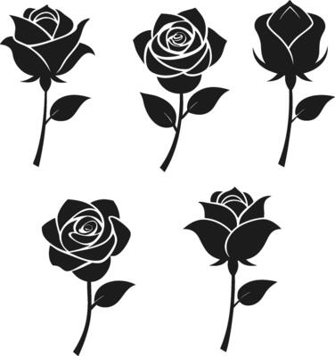 Rose Silhouette Design set