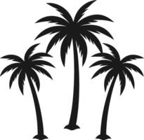 three palm trees are shown in black and white vector