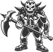 a cartoon skeleton with a large axe and a skull vector