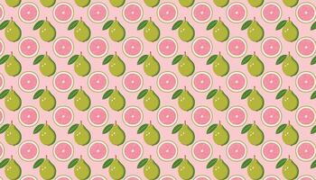 Pattern with guava on pink background vector
