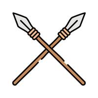 crossed spears weapon icon illustration design graphic flat and line style vector